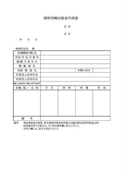 輸出検査申請書